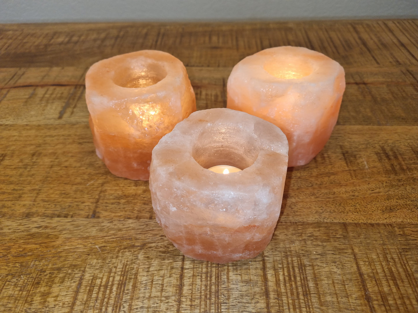 Salt stone tea light holder round
