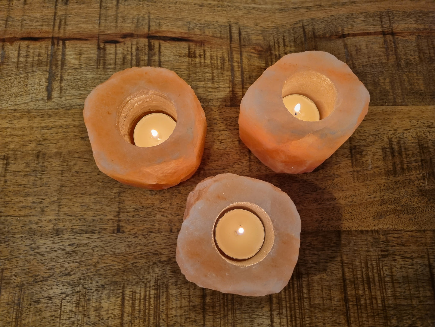 Salt stone tea light holder round