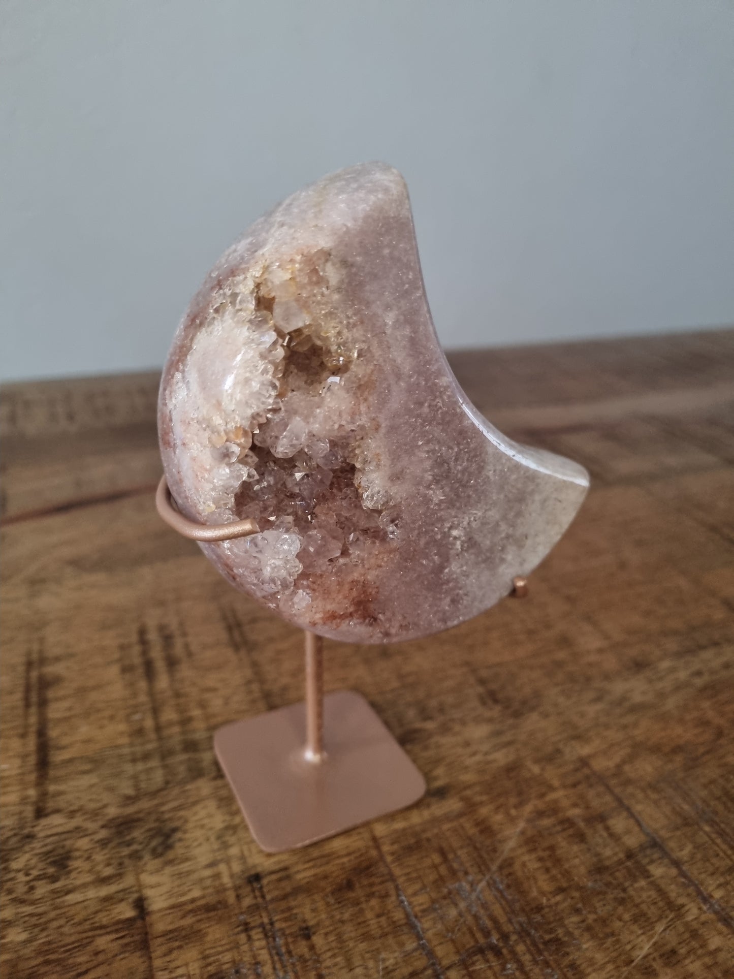 Pink amethyst moon on stand 8