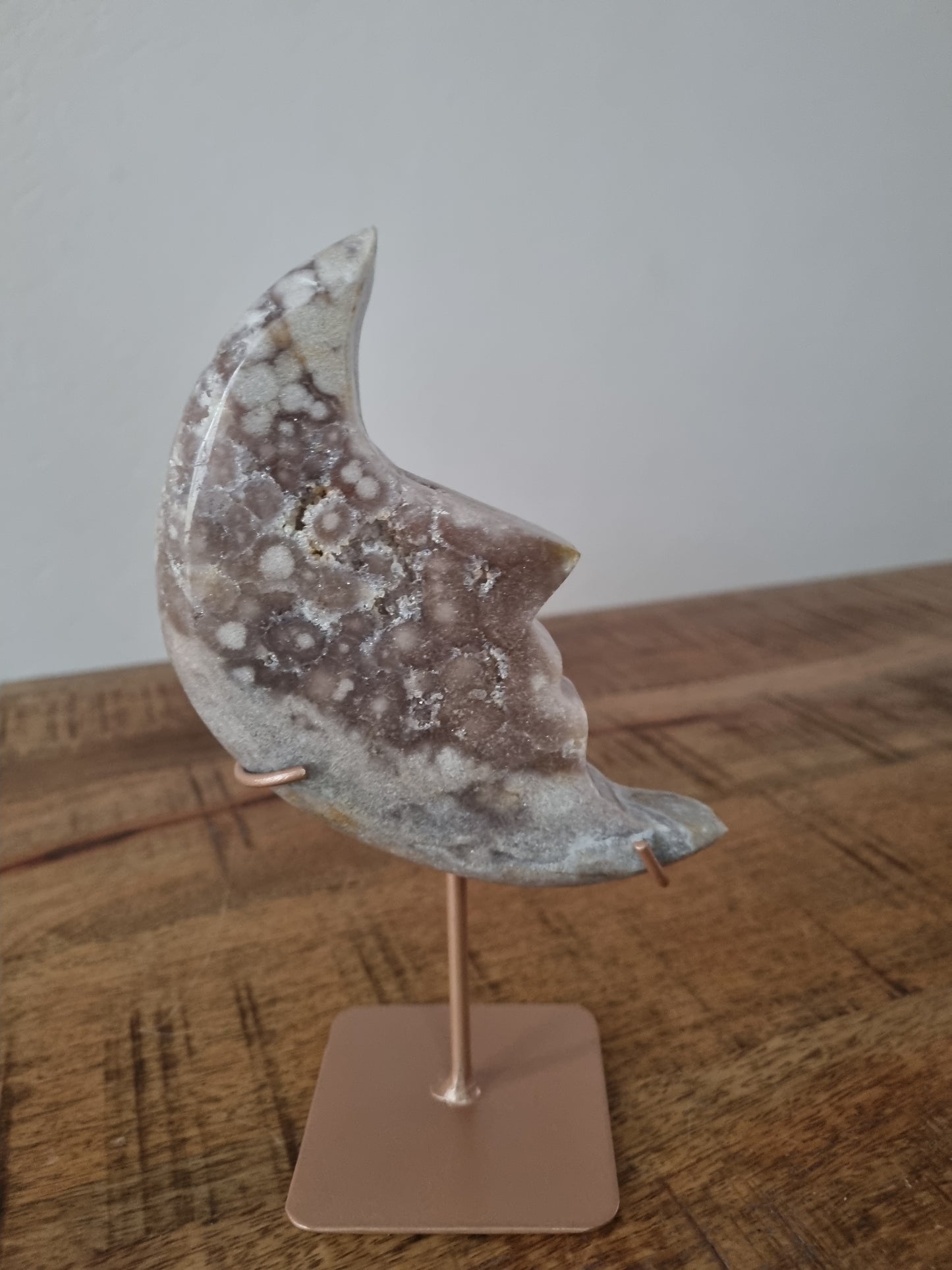 Pink amethyst moon on stand 9