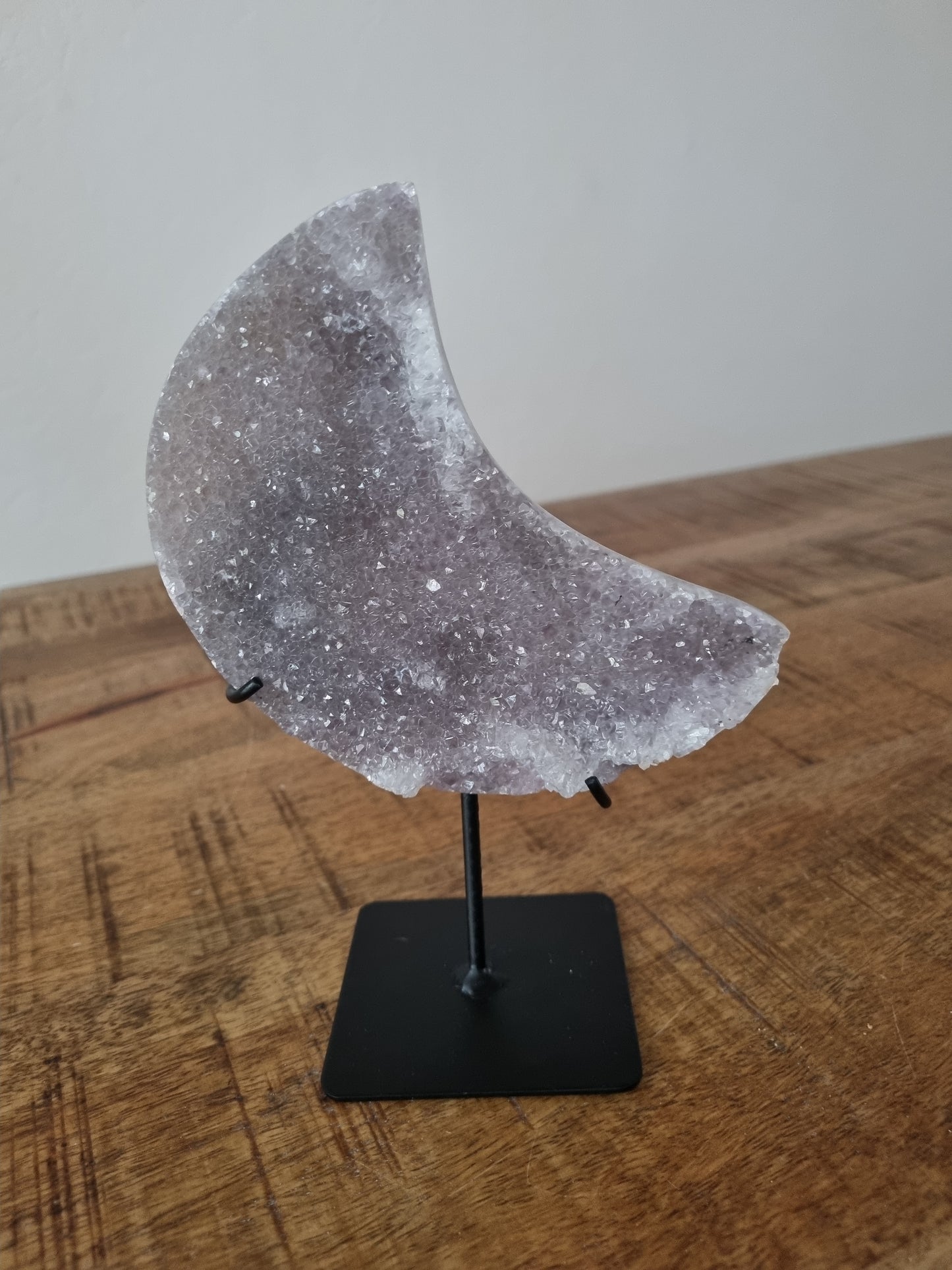 Zeolite flower amethyst moon on stand