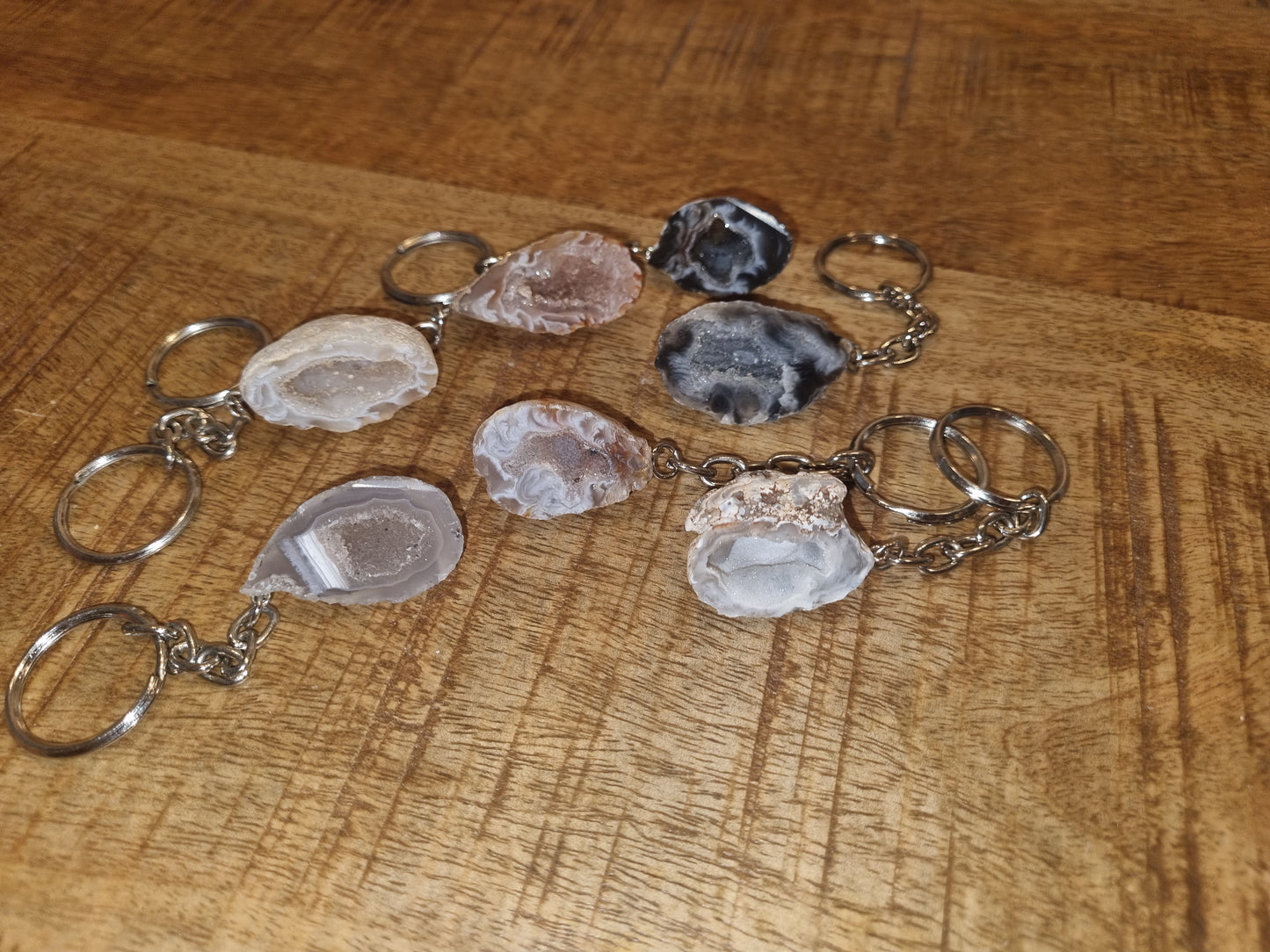 Agaat geode sleutelhanger