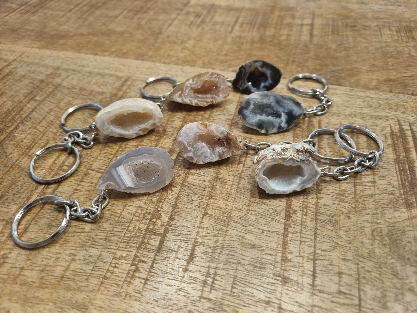 Agaat geode sleutelhanger